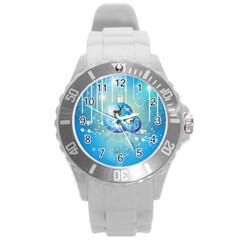 Wonderful Christmas Ball With Reindeer And Snowflakes Round Plastic Sport Watch (l) by FantasyWorld7