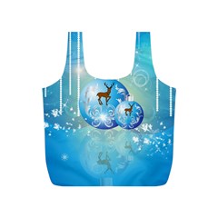 Wonderful Christmas Ball With Reindeer And Snowflakes Full Print Recycle Bags (s)  by FantasyWorld7