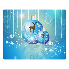 Wonderful Christmas Ball With Reindeer And Snowflakes Double Sided Flano Blanket (large)  by FantasyWorld7