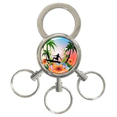 Tropical Design With Surfboarder 3-ring Key Chains by FantasyWorld7