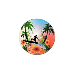 Tropical Design With Surfboarder Golf Ball Marker (4 Pack) by FantasyWorld7