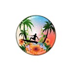 Tropical Design With Surfboarder Hat Clip Ball Marker (10 pack) Front