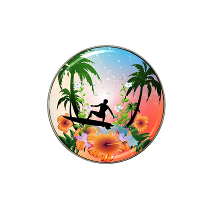 Tropical Design With Surfboarder Hat Clip Ball Marker (10 pack)