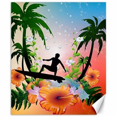 Tropical Design With Surfboarder Canvas 8  X 10  by FantasyWorld7