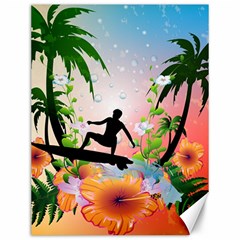 Tropical Design With Surfboarder Canvas 12  X 16   by FantasyWorld7