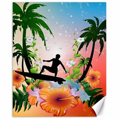 Tropical Design With Surfboarder Canvas 16  X 20   by FantasyWorld7