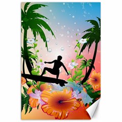 Tropical Design With Surfboarder Canvas 20  X 30   by FantasyWorld7