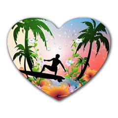 Tropical Design With Surfboarder Heart Mousepads by FantasyWorld7