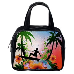 Tropical Design With Surfboarder Classic Handbags (one Side) by FantasyWorld7