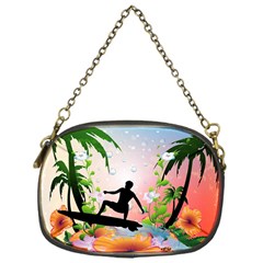 Tropical Design With Surfboarder Chain Purses (one Side)  by FantasyWorld7