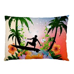 Tropical Design With Surfboarder Pillow Cases by FantasyWorld7