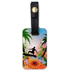 Tropical Design With Surfboarder Luggage Tags (one Side)  by FantasyWorld7