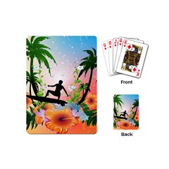 Tropical Design With Surfboarder Playing Cards (mini)  by FantasyWorld7