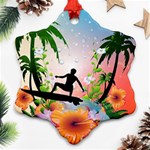 Tropical Design With Surfboarder Snowflake Ornament (2-Side) Front