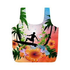 Tropical Design With Surfboarder Full Print Recycle Bags (m)  by FantasyWorld7