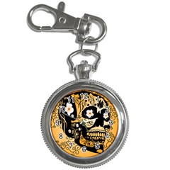 Sugar Skull In Black And Yellow Key Chain Watches by FantasyWorld7