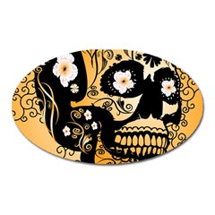 Sugar Skull In Black And Yellow Oval Magnet by FantasyWorld7