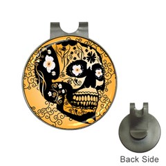 Sugar Skull In Black And Yellow Hat Clips With Golf Markers by FantasyWorld7