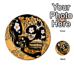 Sugar Skull In Black And Yellow Multi-purpose Cards (round)  by FantasyWorld7