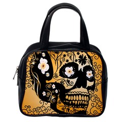 Sugar Skull In Black And Yellow Classic Handbags (one Side) by FantasyWorld7