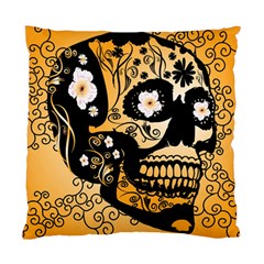 Sugar Skull In Black And Yellow Standard Cushion Cases (two Sides)  by FantasyWorld7