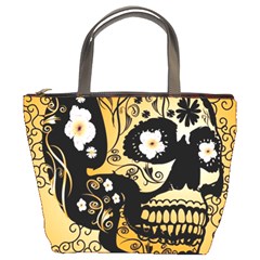 Sugar Skull In Black And Yellow Bucket Bags by FantasyWorld7