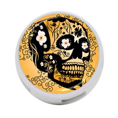 Sugar Skull In Black And Yellow 4-port Usb Hub (two Sides)  by FantasyWorld7