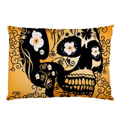 Sugar Skull In Black And Yellow Pillow Cases (two Sides) by FantasyWorld7