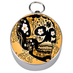 Sugar Skull In Black And Yellow Silver Compasses by FantasyWorld7