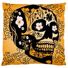 Sugar Skull In Black And Yellow Standard Flano Cushion Cases (one Side)  by FantasyWorld7