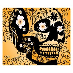 Sugar Skull In Black And Yellow Double Sided Flano Blanket (small)  by FantasyWorld7