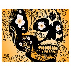 Sugar Skull In Black And Yellow Double Sided Flano Blanket (medium)  by FantasyWorld7