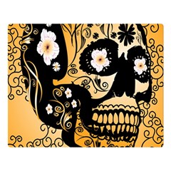 Sugar Skull In Black And Yellow Double Sided Flano Blanket (large)  by FantasyWorld7