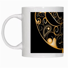 Beautiful Elephant Made Of Golden Floral Elements White Mugs by FantasyWorld7