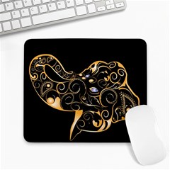 Beautiful Elephant Made Of Golden Floral Elements Large Mousepads by FantasyWorld7