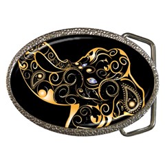 Beautiful Elephant Made Of Golden Floral Elements Belt Buckles by FantasyWorld7