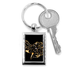 Beautiful Elephant Made Of Golden Floral Elements Key Chains (rectangle)  by FantasyWorld7