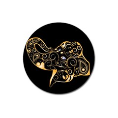 Beautiful Elephant Made Of Golden Floral Elements Magnet 3  (round) by FantasyWorld7