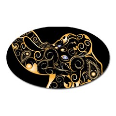 Beautiful Elephant Made Of Golden Floral Elements Oval Magnet by FantasyWorld7