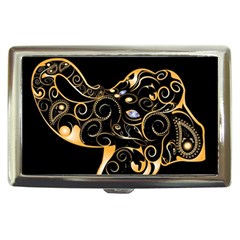 Beautiful Elephant Made Of Golden Floral Elements Cigarette Money Cases by FantasyWorld7