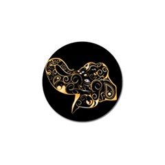 Beautiful Elephant Made Of Golden Floral Elements Golf Ball Marker (10 Pack)