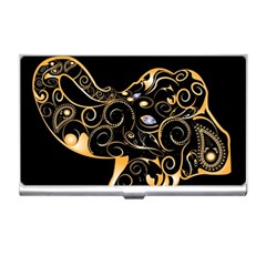 Beautiful Elephant Made Of Golden Floral Elements Business Card Holders by FantasyWorld7