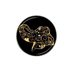 Beautiful Elephant Made Of Golden Floral Elements Hat Clip Ball Marker by FantasyWorld7