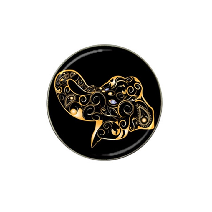 Beautiful Elephant Made Of Golden Floral Elements Hat Clip Ball Marker