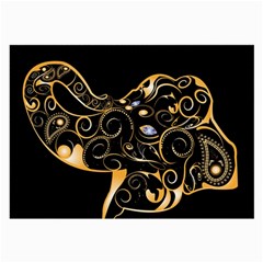 Beautiful Elephant Made Of Golden Floral Elements Large Glasses Cloth (2-side) by FantasyWorld7