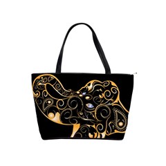 Beautiful Elephant Made Of Golden Floral Elements Shoulder Handbags by FantasyWorld7