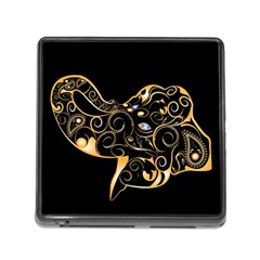 Beautiful Elephant Made Of Golden Floral Elements Memory Card Reader (square) by FantasyWorld7