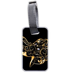 Beautiful Elephant Made Of Golden Floral Elements Luggage Tags (two Sides) by FantasyWorld7