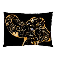 Beautiful Elephant Made Of Golden Floral Elements Pillow Cases (two Sides) by FantasyWorld7