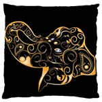 Beautiful Elephant Made Of Golden Floral Elements Large Cushion Cases (Two Sides)  Front